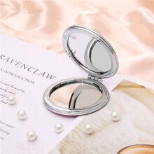 Pink Foldable Round Quicksand Cosmetic Mirror/double-sided Adjustable Angle Portable Travel Pocket Mirror - Pink - View 4