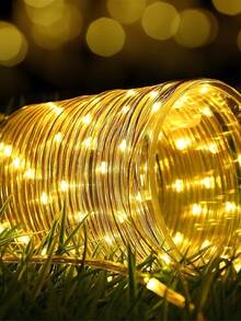 Manguera de  Luces Led Calido/Blanco Solar 10 Metros. - Amarillo - Ver 4