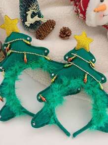 1 Miếng Dễ thương Cây thông noel Hình dạng Dây buộc tóc Đối với Tiệc Giáng sinh Bầu không khí - màu xanh lá - Xem 5