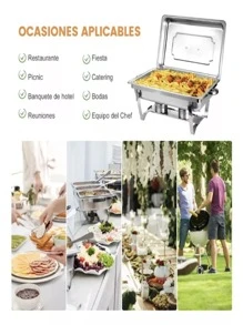 Chafer Buffet Banquete Rectangular Acero Inoxidable 2 Division - Gris - Ver 7