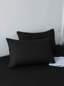 Set sábanas con rayas tamaño King 3000 Hilos, 4 piezas / (1 Forro,1 Sábana/ 2 Fundas) - Negro - Ver 3