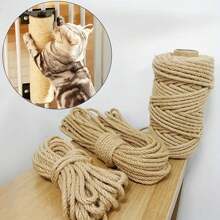 33/66ft Jute Rope Cat Scratching Post: Refurbish Your Furniture & Keep Your Cat Entertained! - Multicolor - View 1