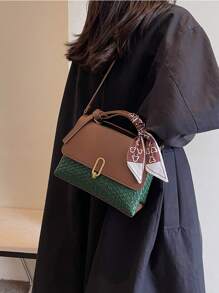 Clásico Bolso De Mano Tejido Y Cruzado Para Mujer Con Diseño De Bloque De Color