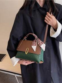 Clásico Bolso De Mano Tejido Y Cruzado Para Mujer Con Diseño De Bloque De Color