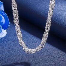 1pc Silver 5mm Dragon Head Shaped Men's Necklace, Suitable For Wedding & Party, Fashionable Accessory