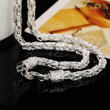 1pc Silver 5mm Dragon Head Shaped Men's Necklace, Suitable For Wedding & Party, Fashionable Accessory