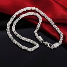 1pc Silver 5mm Dragon Head Shaped Men's Necklace, Suitable For Wedding & Party, Fashionable Accessory
