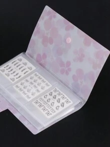120 Slots Collecting Nail Stickers Storage Book Pink Flower Cover Empty Album Card Decals Display Manicure Notebook,Nail Supplies,Nail Tools,Nail Art Tools,Back To School,Nails,Nail Tools For Press On Nails - Pink - View 5