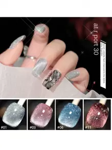 annies 10毫升/瓶 全息反光指甲油，磁性猫眼凝胶底油和亮油，半永久性水钻UV凝胶，适合个人和美甲沙龙使用，DIY美甲，女士礼物，嘉年华。 - 淡紫色 - 查看 3