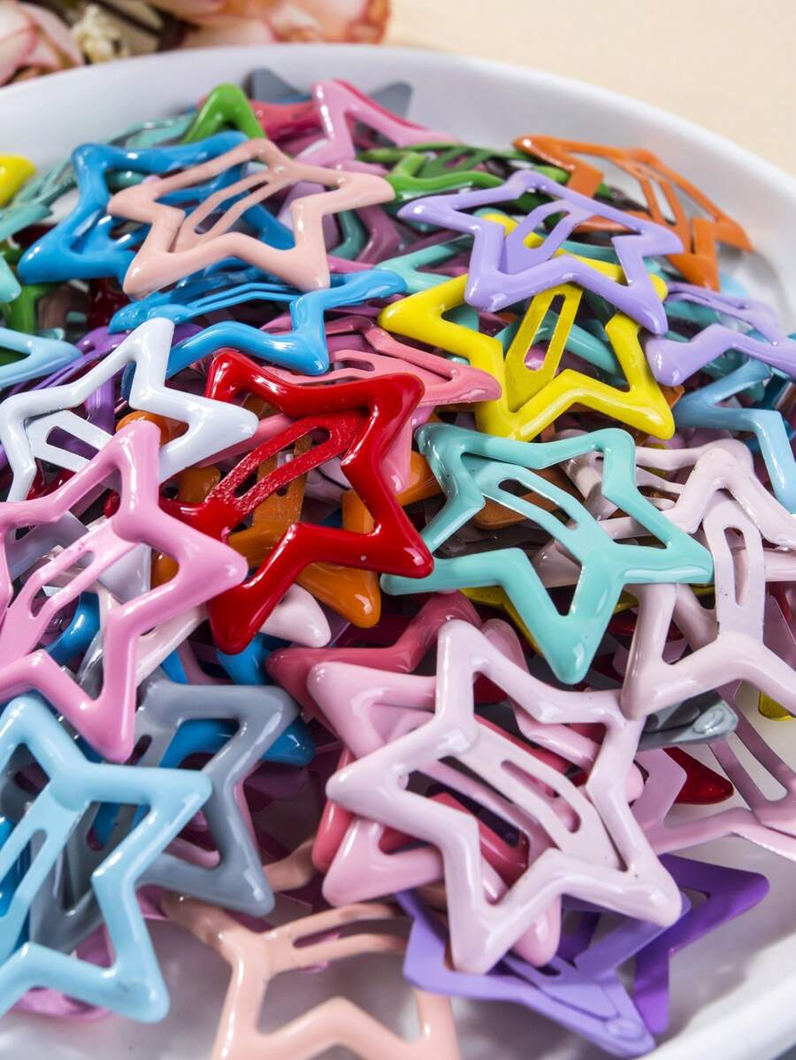 50 PCS Star Hair Clips Hair Accessories Mix Edge Clips Street Dopamine