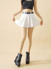 Mujeres mallas de color liso color beige - Beis - Ver 2