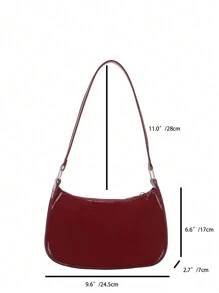 Borsa a spalla semplice e lussuosa, elegante e pratica, colore tinta unita, elegante borsa a hobo, borsa a tracolla versatile da donna, borsa da ascella elegante, borsa bordeaux, regalo ideale per Capodanno, borsa bordeaux alla moda