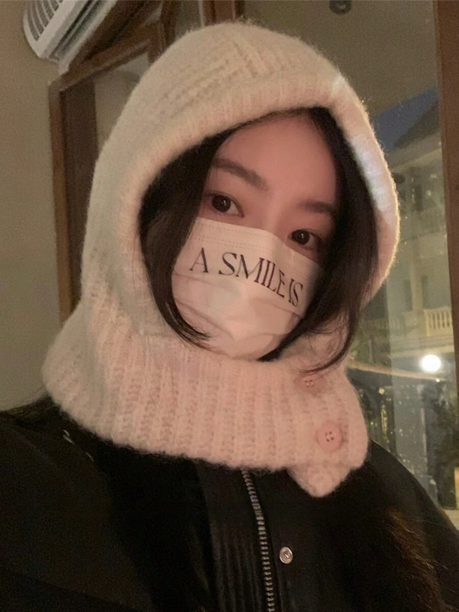 1 件女用針織保暖耳暖帽,適合冬季日常穿著和街頭風格,男女通用可調節彈性拉法帽保暖環圍巾無簷小便帽女式男士防風連帽頸領針織帽子帽,拉法面罩附抽繩,冬季頸套,滑雪滑雪面罩、面罩圍巾 - 米色 - 查看 1