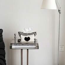 1pc Nordic Style Ins Heart Shaped Knitted Tissue Bag Living Room Dining Table Tissue Holder Decoration Tissue Cover Case