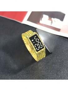 Thời trang Màn hình cảm ứng Trắng Led Đồng hồ Kỹ thuật số , Nam Làm Việc  Thể thao Đồng hồ điện tử Với Thép Ban nhạc - Vàng - Xem 1