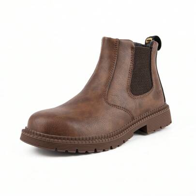 JEKO Men's Steel Toe Work Boots Anti-Skid Safety Shoes Leather Waterproof Work Shoes