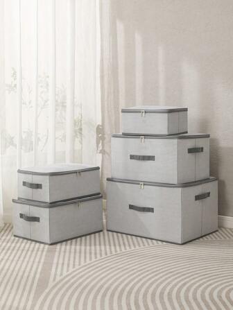 1 件带拉链封口的无纺布条纹收纳盒，可折叠衣物被子多功能收纳盒（不含锁）卧室、收纳盒、收纳盒、家居收纳、女式白色 T 恤、女式黑色裤子、女士冬装、连衣裙、女士冬装、优雅女装、女士白衬衫、长袖、女士白色连体裤、女士春季连衣裙、女士春季服装、春季、春装、极简主义、夏季上衣