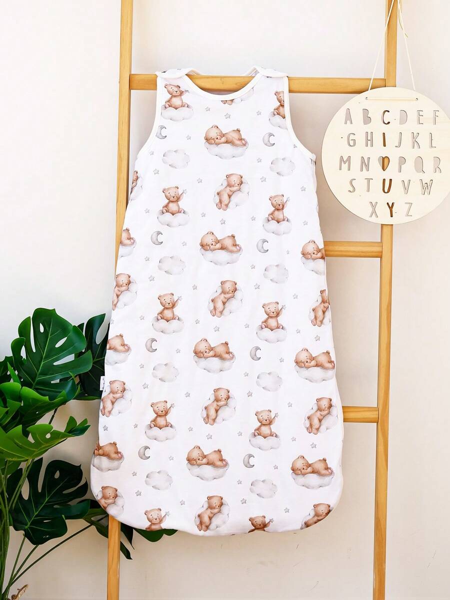 1pc Spring/Autumn Cartoon Bear Printed Washable Sleeveless Baby Sleeping Bag Love Valentine
