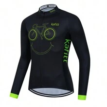 KAFITT 1 Camiseta De Ciclismo Unisex Transpirable De Secado Rápido Con Patrón De Bicicleta, Adecuada Para Primavera Y Otoño, Adecuada Para Carreras, Ciclismo De Montaña - Verde - Ver 1