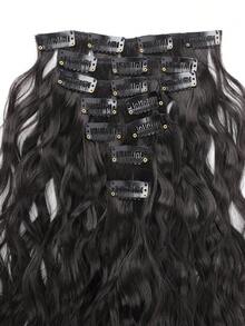 7-Pcs 16 Clips 20 Inch Hair Extensions For Women Long Wig Piece Small Curly Hair Corn Whisker Hair Extensions New - Black - View 5
