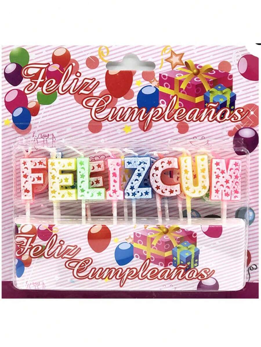 Paquete de velas para pastel ¡FELIZ CUMPLEAÑOS! + velas de chispas - Multicolor - Ver 1
