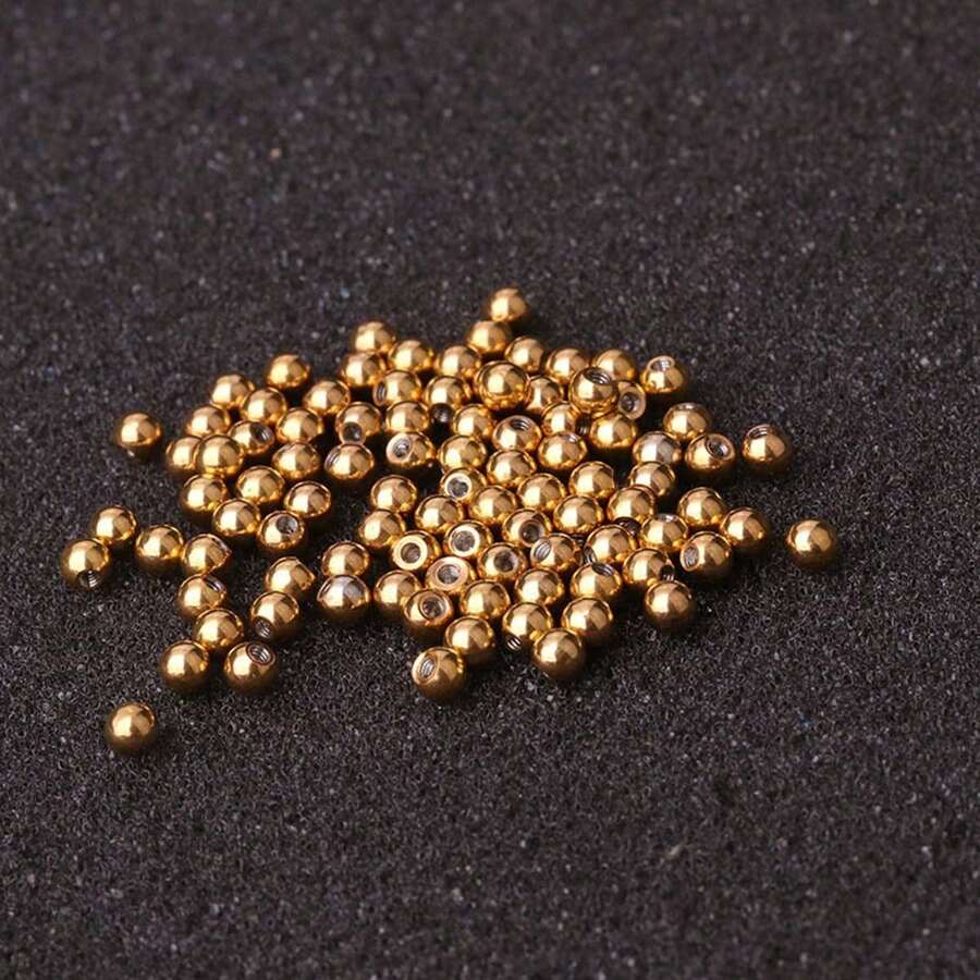 Conjunto De 10 Piezas De Pendientes Y Anillo Para Ombligo De Acero Inoxidable, Incluye Aretes Con Forma De Bola De Oro Y Acero Y Anillos Con Forma De Bola Para El Ombligo - Dorado - Ver 1