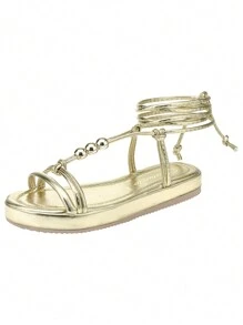 Women Flat Sandals - Vàng - Xem 2