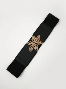 時尚女性彈性寬腰帶,配有葉形扣,完美搭配衬衫及夾克作為腰帶