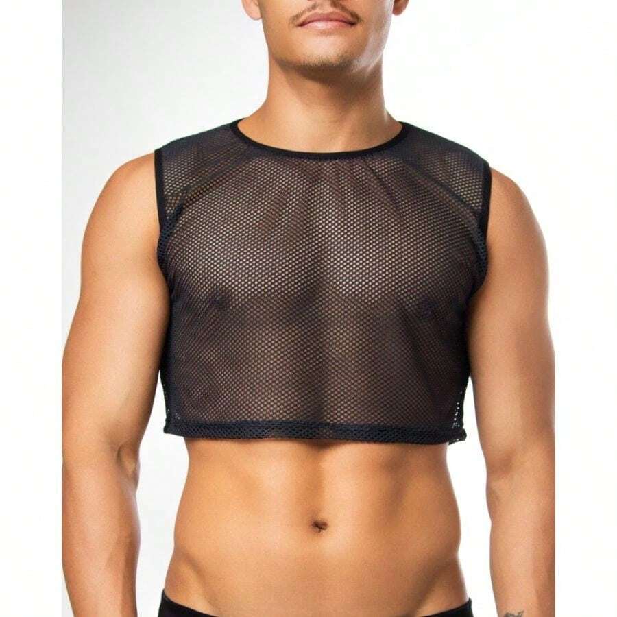 Men Shapewear Tops - Black - View 1