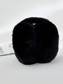 FADZOYLE 1pc Foldable Fluffy Wool Ear Muffs, Cute Winter Ear Warmers For Women, Adjustable Headband With Soft Wool Lining, Unisex Plush Winter Ear Muffs