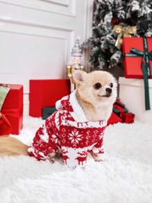 1 件聖誕風格冬季寵物連身衣，尺寸偏小，我們建議買大一號