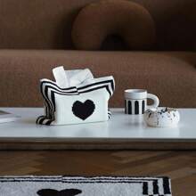 1pc Nordic Style Ins Heart Shaped Knitted Tissue Bag Living Room Dining Table Tissue Holder Decoration Tissue Cover Case