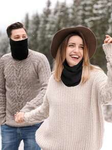 1 Pieza Cuello De Invierno Grueso De Forro Polar Para Exteriores Contra Viento, Polvo Y/o Para Mantenerse Caliente. Adecuado Para Montar, Esquiar, Patinar, Acampar. También Puede Utilizarse Como Mascarilla Y/o Diadema