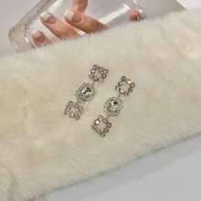 2 Miếng Sang trọng Dài Pha lê Hoa tai NỮ Phong cách ins Hình vuông Vật rủ xuống Hoa tai , Ánh sáng sang trọng Hoa tai Đồ trang sức - bông tai hình vuông đính đá quý - Xem 5