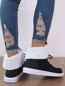 1 đôi Quý cô Thể thao Phong cách Giày phẳng , Ngoài trời , Mặt trước Buộc , High Top , Thoải mái - màu đen - Xem 6