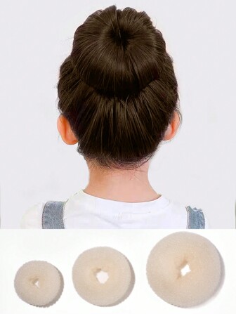 3 Pezzi Bun Maker Bionda Signora & Attrezzo Per Acconciatura Ai Capelli A Forma Floreale Beige