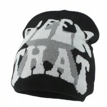 男士帽子秋冬无檐便帽字母刺绣街头潮流帽女帽秋季服装 - 彩色 - 查看 2