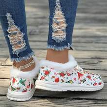 1 Pair Women's Sports Style Warm Flat Shoes With Lace-up, Printed Fabric And Low-cut For Outdoor Activities - Red and White - View 3