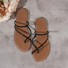 Șlapi negri de mărime mare pentru femei de vară, sandale de plajă, la modă și confortabile pentru plimbare