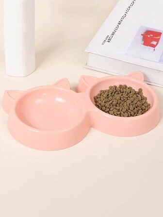 A rosado Cuenco para gatos , Cuenco para perros , fibra Bol para mascotas , gato Tazón de comida , perro agua potable Bol , antivuelco con dibujos animados Bol con doble Bol