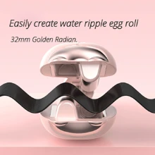 新款可愛32毫米水波紋蛋捲髮棒,韓國風格波浪捲曲鐵蛋捲棒,加熱造型鐵刷適用於美髮 - 粉色 - 查看 8