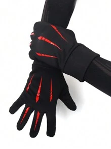 1 Par Guantes Térmicos Para Deportes Al Aire Libre, Equitación Y Esquí Con Engrosamiento Para Las Manos - Rojo - Ver 1