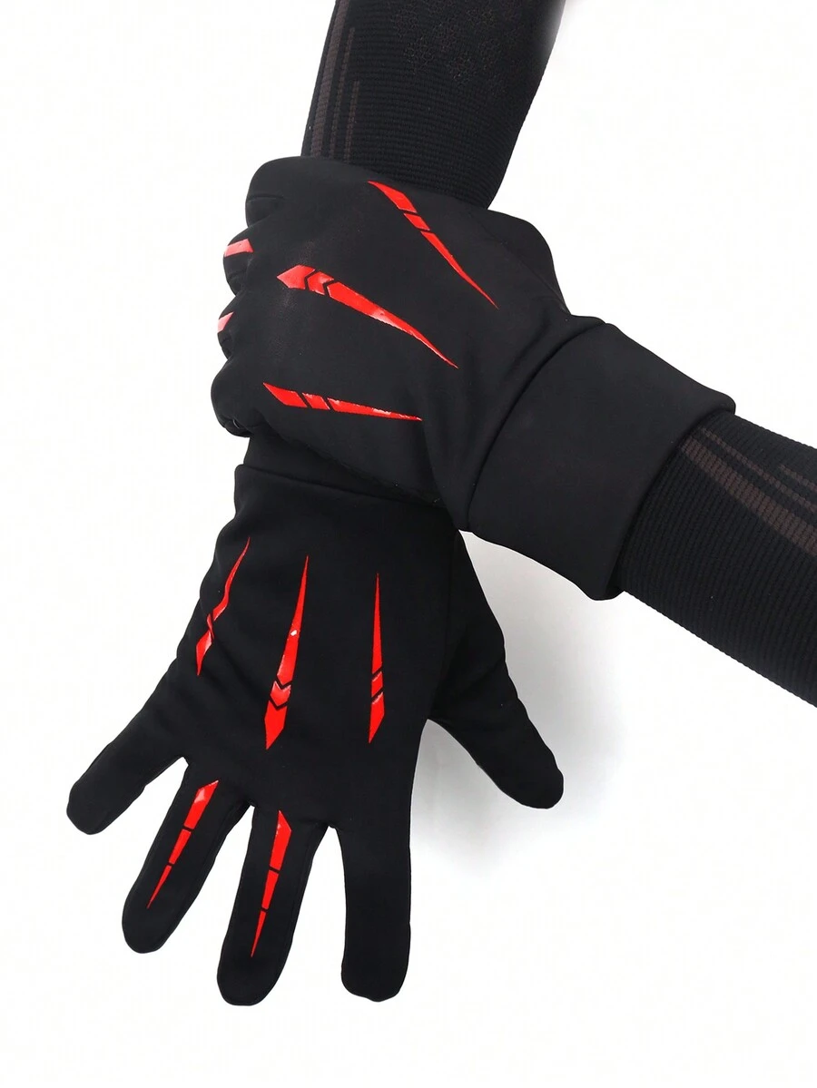 1 Par Guantes Térmicos Para Deportes Al Aire Libre, Equitación Y Esquí Con Engrosamiento Para Las Manos - Rojo - Ver 1