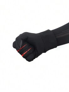 1 Par Guantes Térmicos Para Deportes Al Aire Libre, Equitación Y Esquí Con Engrosamiento Para Las Manos - Rojo - Ver 2