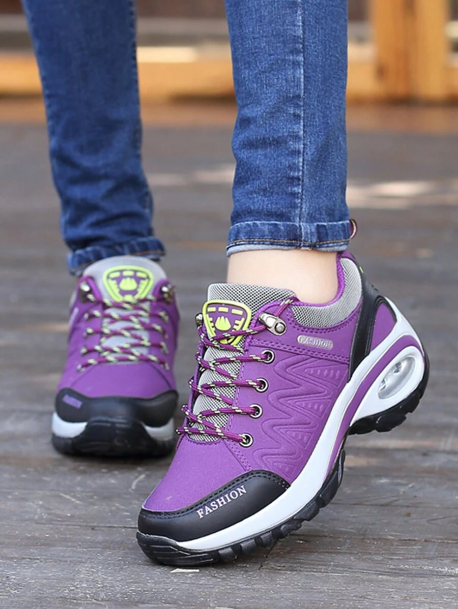 Nuevos tenis con cámara de aire de moda y versátiles, llegada de otoño 2025, zapatos casuales antideslizantes para caminar - Morado - Ver 1