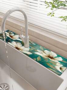 1入組針織花瓣圖案,龍頭吸水墊,廚房、浴室水槽、桌面排水墊,可剪裁的快速乾燥墊,水槽排水墊,餐桌墊,廁所矽藻泥吸水墊,家用桌面防滑防發霉墊；水槽龍頭防濺擋板,超吸水快干墊,水槽小配件,防濺擋板,廁所水盆墊,碗碟瀝水墊,海綿架,小配件及附件大理石紋矽藻土泉口 - MF-142 - 查看 2