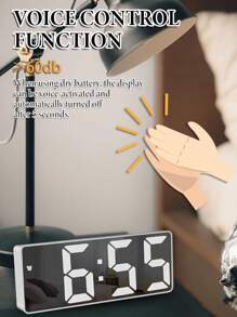 1入組led鏡子電子數字鬧鐘床頭鬧鐘 - 白色 - 查看 7