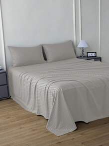 Set sábanas para cama Matrimonial Estilo Jacquard rayada 3000 Hilos, Tela fresca, Suave, Ligera y Ajustable 4 piezas/(1 Forro,1 Sábana/ 2 Fundas) - Gris - Ver 1