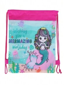 1pc Kids' Cartoon Mermaid Pattern Drawstring Backpack - Multicolor - View 2