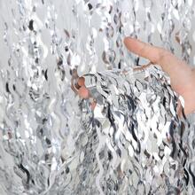 Wavy Tinsel Foil Fringe Curtain Photo Booth Props For Mermaid Birthday Under The Sea Party Decorations (3.2 Ft X 6.6 Ft Silvery),Christmas